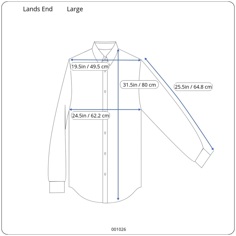 Lands End Hyde Park Mens Long Sleeve Button Down Shirt Blue Size L - Picture 8 of 8